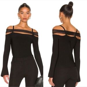 Jonathan Simkhai Black Sarah Ribbed Halter Top